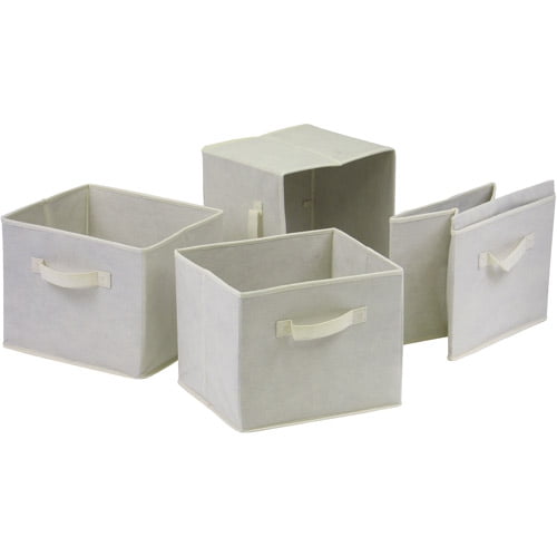 EZOWare 4pc Storage Bins Baskets Organizer Boxes with Handles Gray 13inch cubes 