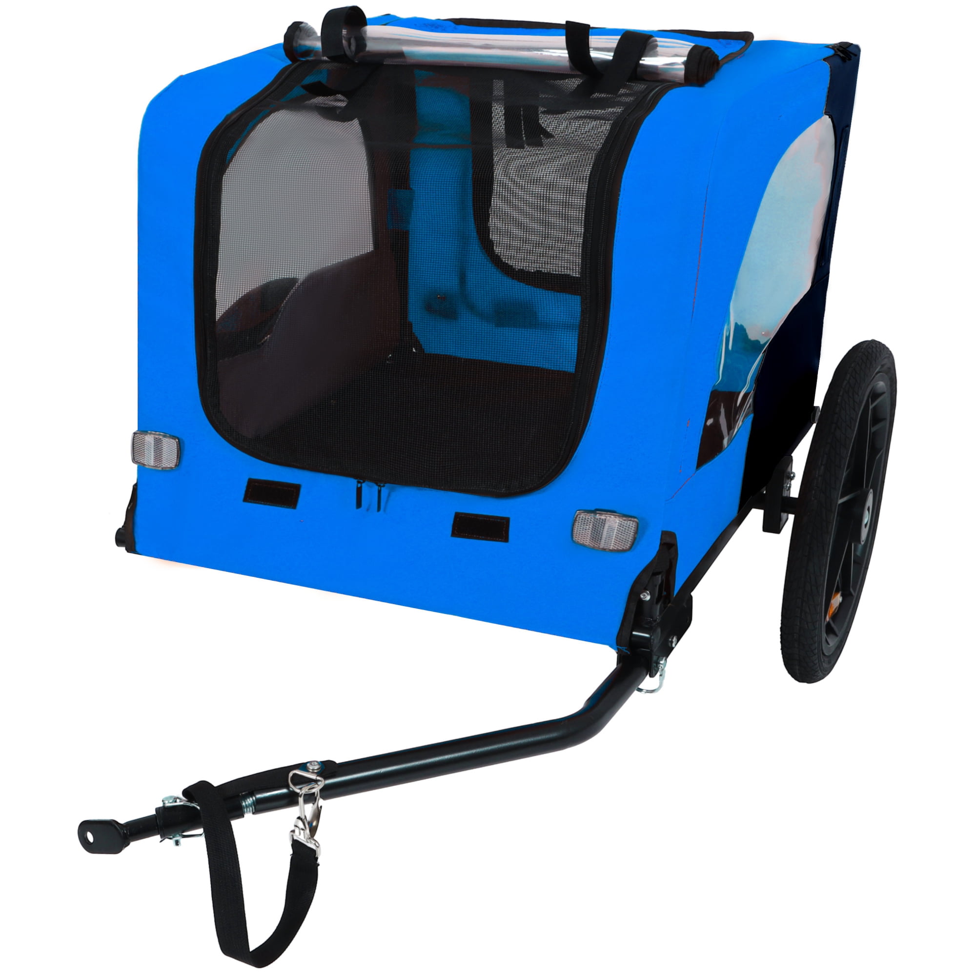 Leumius Pet Bike Trailer Dog Cart for Bicycle, Easy Folding Cart Frame, Quick Release Wheel, Non-Slip Floor, Internal Leash for Small and Medium Pets Blue