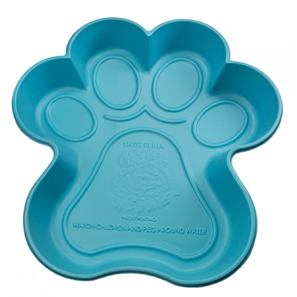 One Dog One Bone Paw Shaped Blue Dog Pool Size Small