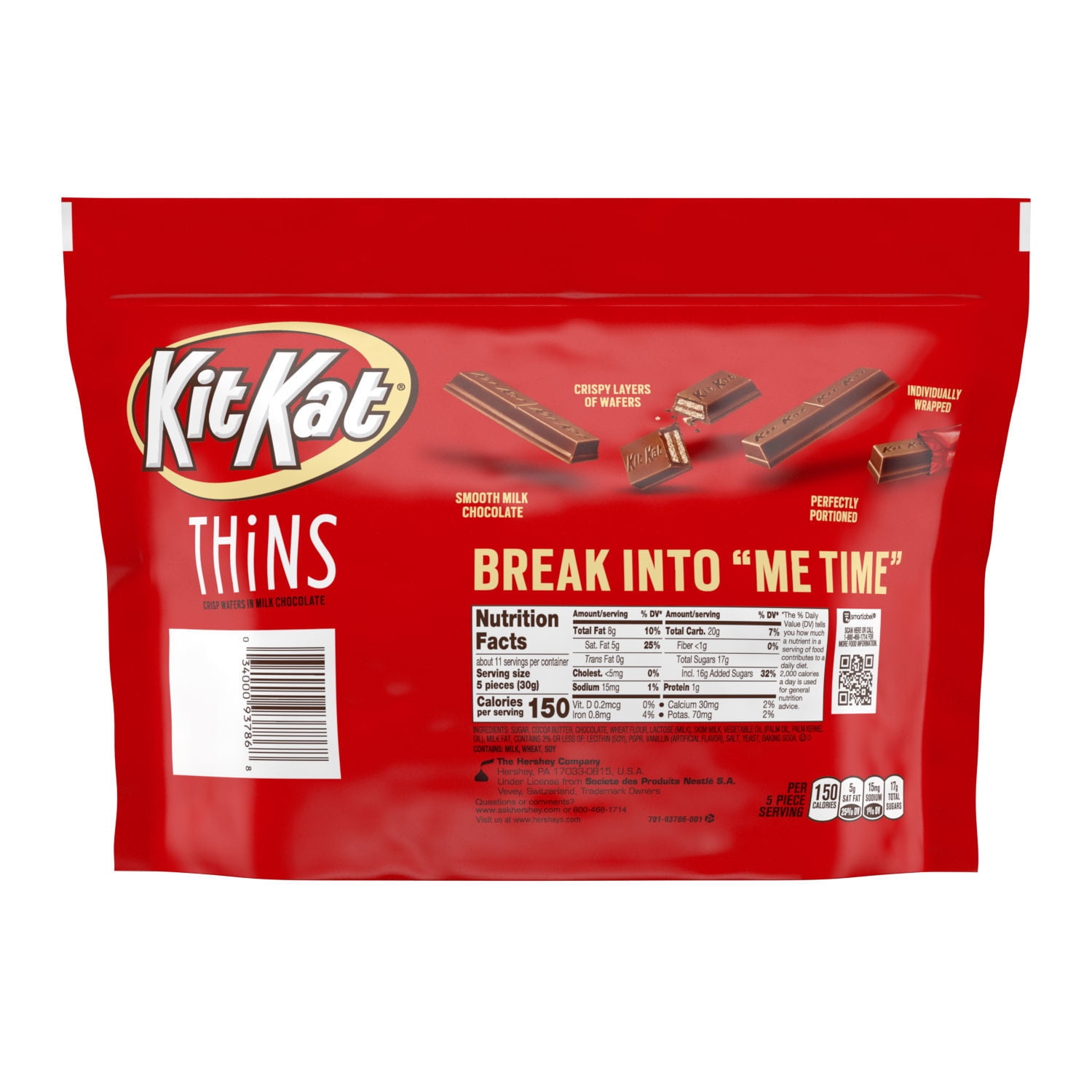 Kit Kat Thins Crispy Wafer in Milk Chocolate - Peg Bag, 3.1 Ounce -- 16 per  case