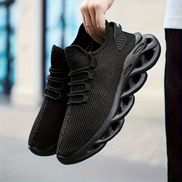 Mens Plus Size Stylish Woven Knit Sneakers - Fashion-Forward & Breathable Design - Non-Slip, Comfortable, Perfect for Outdoor Adventures