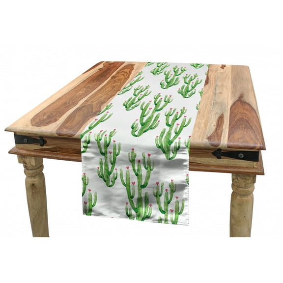 Watercolor Flowers Table Runner, Cactus Plants Exotic Climate Botanical Branches Mother Nature, Dining Room Kitchen Rectangular Runner, 3 Sizes, by Ambesonne