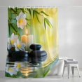thumbnail image 4 of Shower Curtains for Bathroom-72"x72",Plumeria Flower Stones Lake Zen Meditation Waterproof Bath Curtain Grommet Shower Curtain Set with Hooks, 4 of 9
