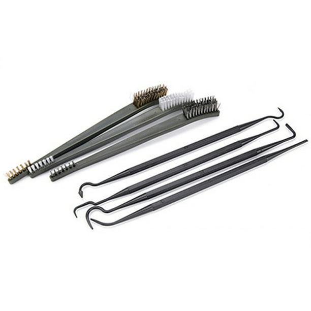 Kit de limpieza de pistola Universal, 3 uds., cepillo de alambre de acero y 4 Uds., juego de púas de nailon, accesorios para pistola táctica, herramienta de limpieza para Rifle de caza