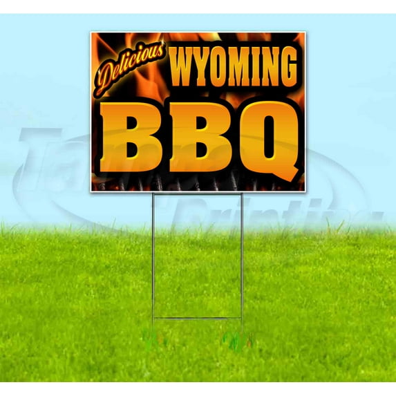 Wyoming BBQ (18" x 24") Yard Sign, Includes Metal Step Stake
