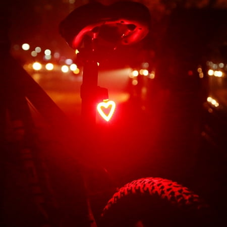 USB Rechargeable Bike Tail Light Waterproof Circle Bone Heart Shaped Cycling Night Warning Rear light For Road Bike MTB Silicone Hanging LED TailLight Color:Heart