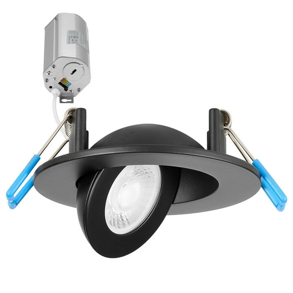 Maxxima 2 in. Adjustable Slim Recessed LED Floating Gimbal Downlight, 360 Lumens, 5 CCT Color Selectable 2700K-5000K, Black Trim