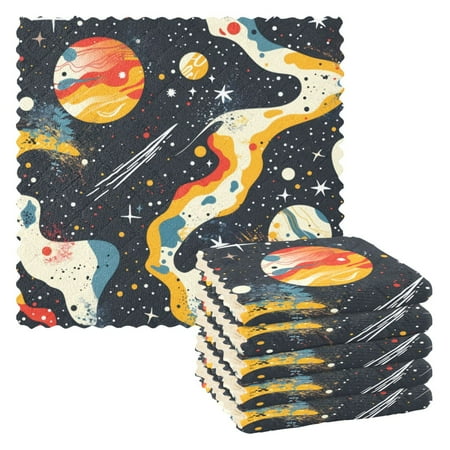 

6 Pieces of Kitchen Towels 11x11Inch Kitchen Dish Cloths Kitchen Dish Towels Reuseable Cleaning Cloths Color Galaxy