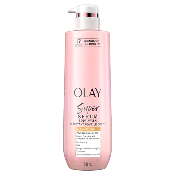 Olay Super Serum Body Wash for Extra Dry Skin, 591ML, Serum Complex for Luminous Skin