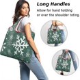 thumbnail image 2 of 5 Pack Foldable Shopping Bag,Green Christmas Snowflake Pattern Reusable Grocery Bags with Pockets,Large Reusable Tote Bags with Handles Waterproof & Lightweight, 2 of 6