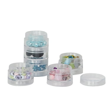 Everything Mary Round Stackable Clear Plastic Containers 6-Pack – Craft & Bead Storage Jars