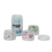 Everything Mary Round Stackable Plastic Craft and Hobby Containers - 6 Pack (Clear)