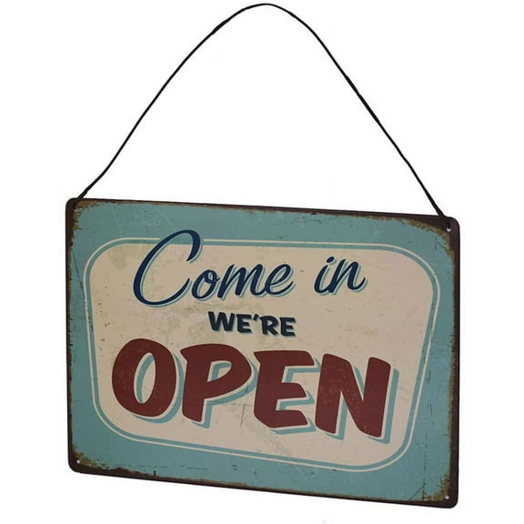 Come in We're OPEN Metal Tin Sign Vintage Plaque Wall Decor