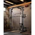 thumbnail image 4 of Memoryfield Smith Machine Home Gym, LAT Pulldown Cable System, Multi-Functional Squat Rack with Barbell Bar, Safety Spotter Arms & J Hooks for Full Body Strength Training, Black, 4 of 9