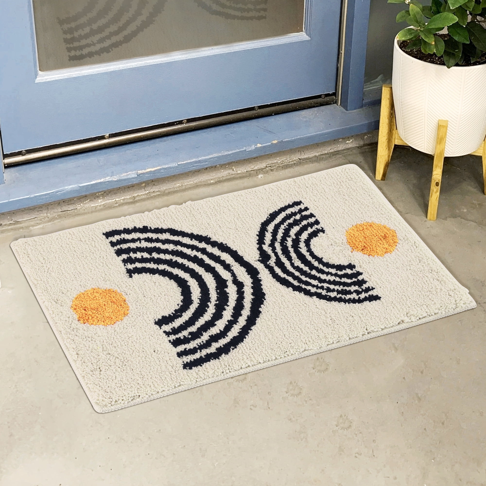 Unique Bargains Non-Slip Absorbent Resist Dirt Entrance Mat Soft Fluffy Carpet Doormats Beige 20"x32"