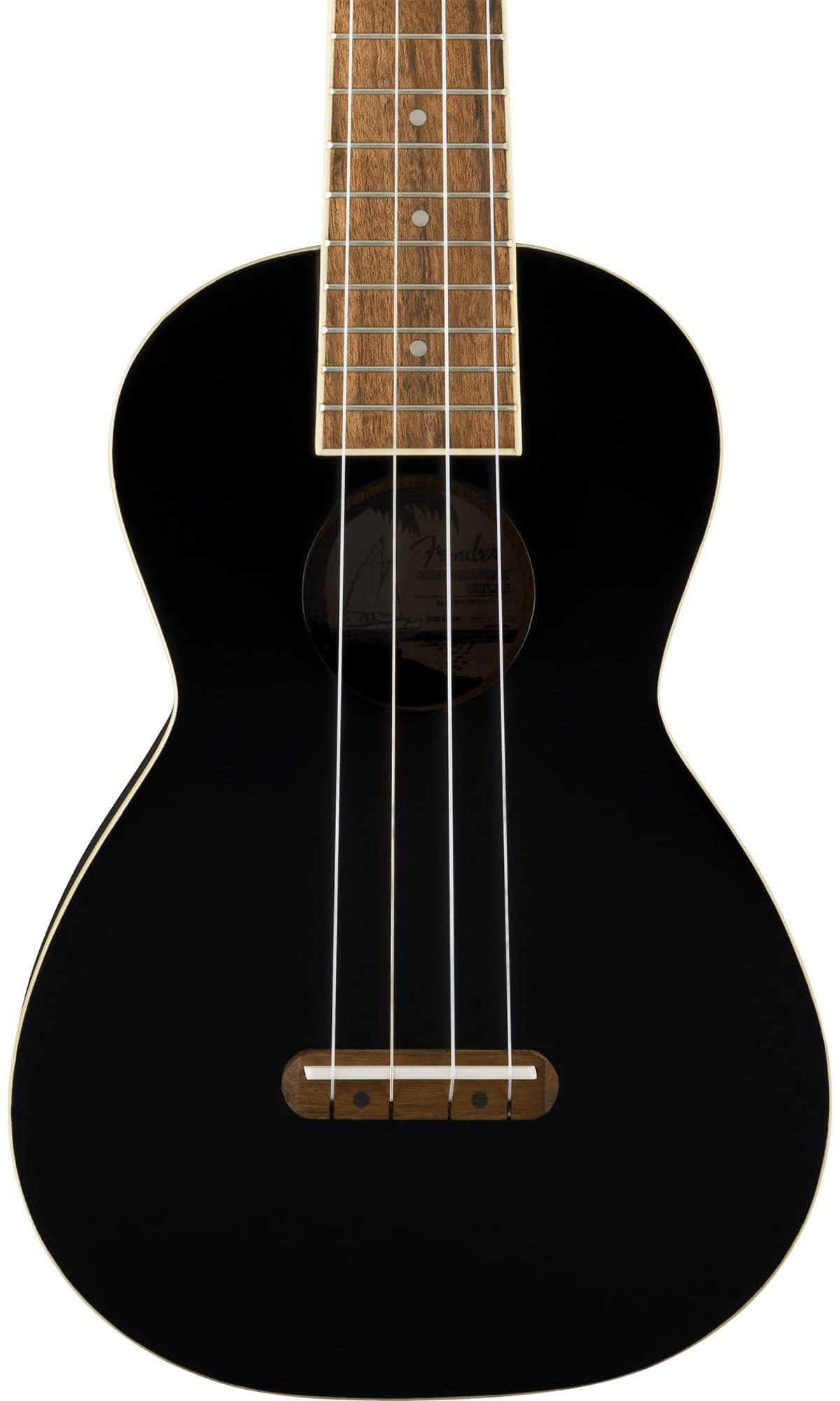 Fender Monterey Concert Ukulele - Black Bundle with Gig Bag, Tuner, and Austin Bazaar Instructional DVD