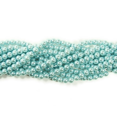 6mm Sea Blue Pearlized Glass Beads ForJewelry Making