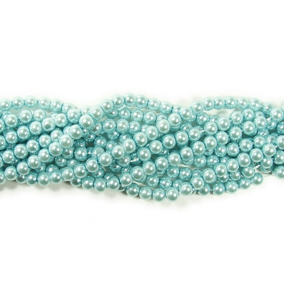6mm Sea Blue Pearlized Glass Beads ForJewelry Making