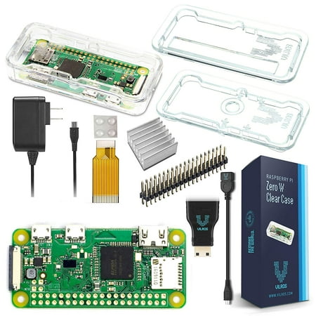 Vilros Raspberry Pi Zero W Basic Starter Kit- Clear Case Edition-Includes Pi Zero W -Power Supply & Premium Clear