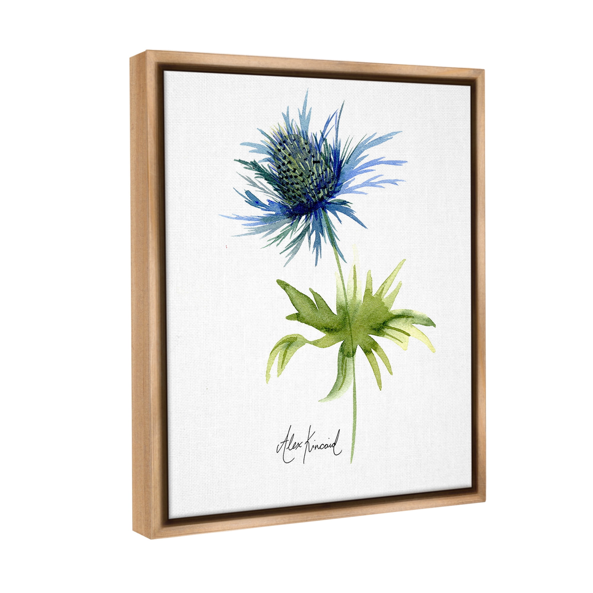 Stupell Industries Minimal Thistle Flower Botanical & Floral Painting Brown Floater Framed Canvas Art Print Wall Art, 25 x 31