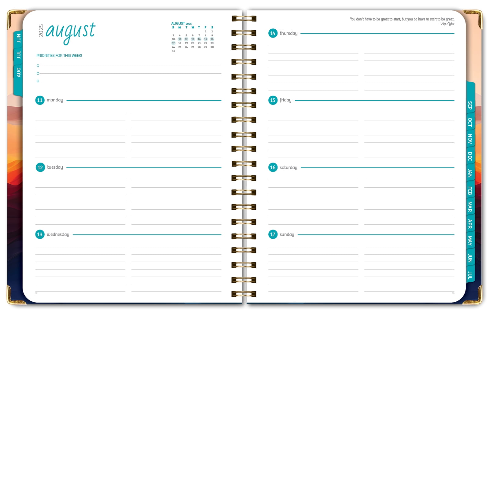 Academic Year 2025-2026 Planner, June 2025 - July 2026, 8.5"x11" Daily Weekly Monthly Planner Yearly Agenda, Hardcover, Bookmark, Pocket Folder and Sticky Note Set (Mountain Majesty)