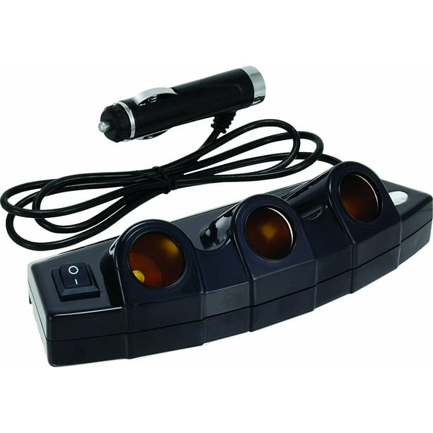 221390238 Black 3Outlet Power Strip, Converts car 221390238 Black 3Outlet Power Strip, Converts car