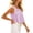 Pink, variant on Women Crop Tank Top Sleeveless Square Neck Lace Ruffle Hem Vest Casual Trendy Loose Fit Solid Color Tank Top