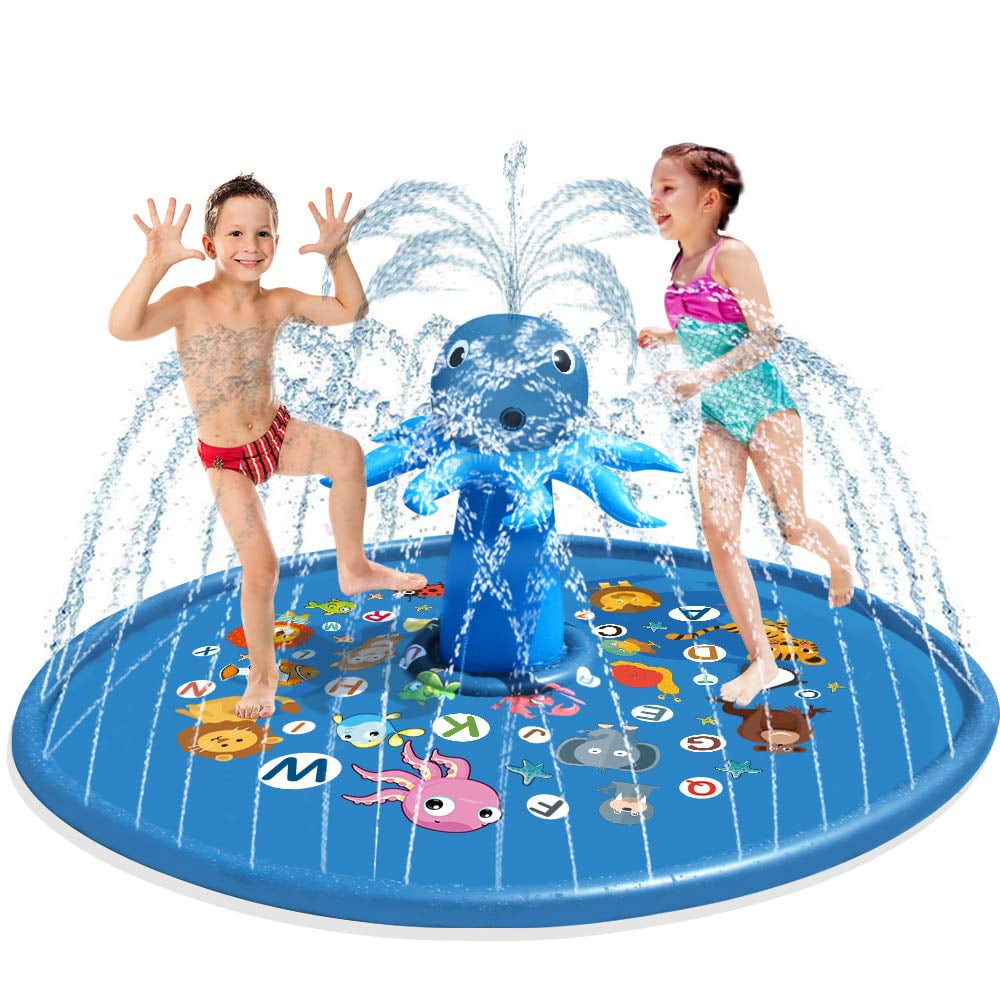 67in Inflatable Sprinkler Play Water Mat Dolphin Splash Pad Kid Baby Outdoor Toy 