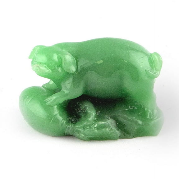 3" Green Chinese Zodiac Pig Statue Figurine