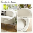 thumbnail image 3 of 52.5" Modern Velvet Loveseat Sofa 2 Seater Couch with Curved Backrest Metal Legs Living Room Ivory, 3 of 8