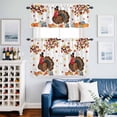 thumbnail image 2 of Turkey Kitchen Curtains Sets for Windows 24 Inch Length, Thanksgiving Maple Leaf Orange Teal Blue Pumpkin Rod Pocket Window Treatments Tier Curtains and Valances Set for Bedroom/Bathroom, 2 of 8