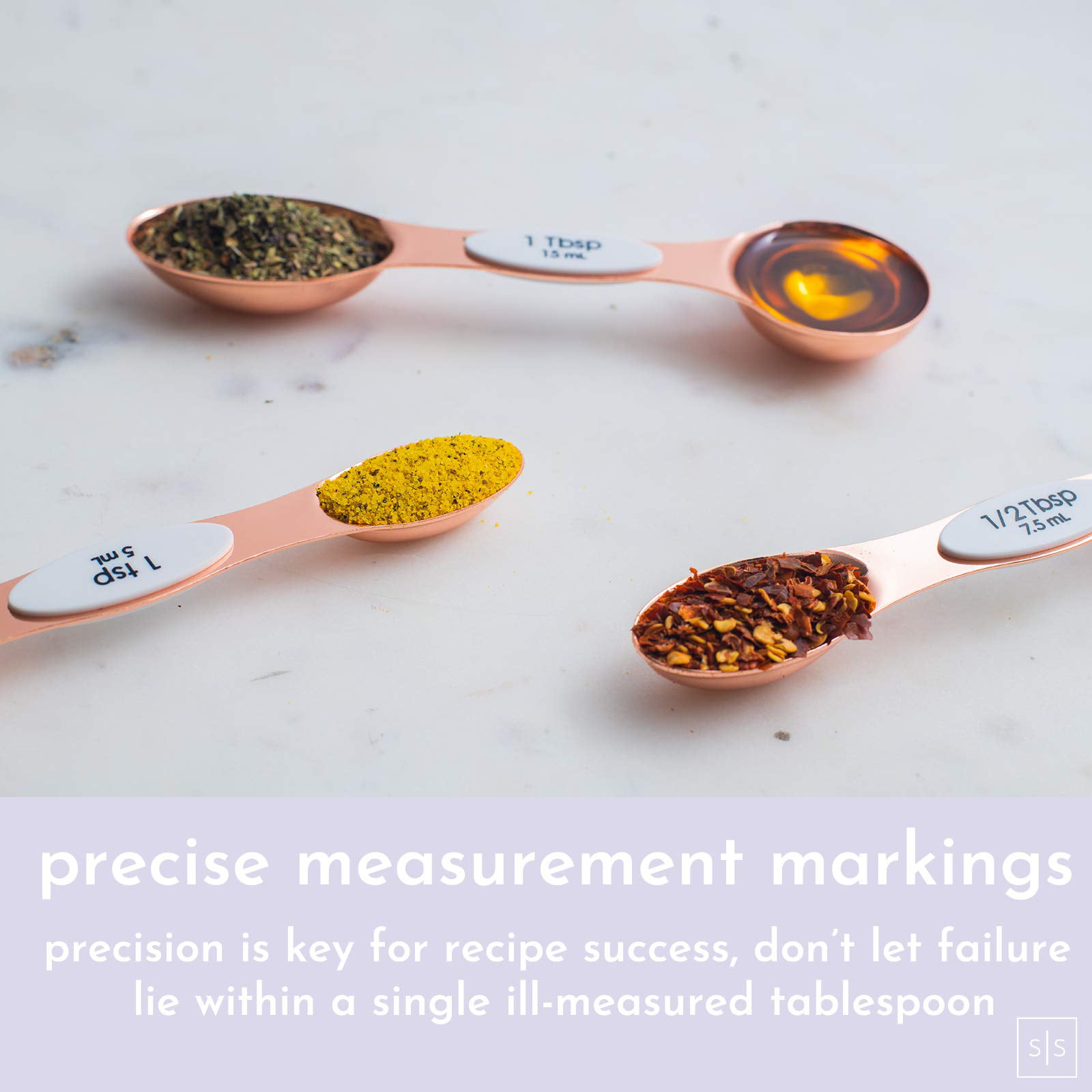 Copper and White Magnetic Measuring Spoons Set