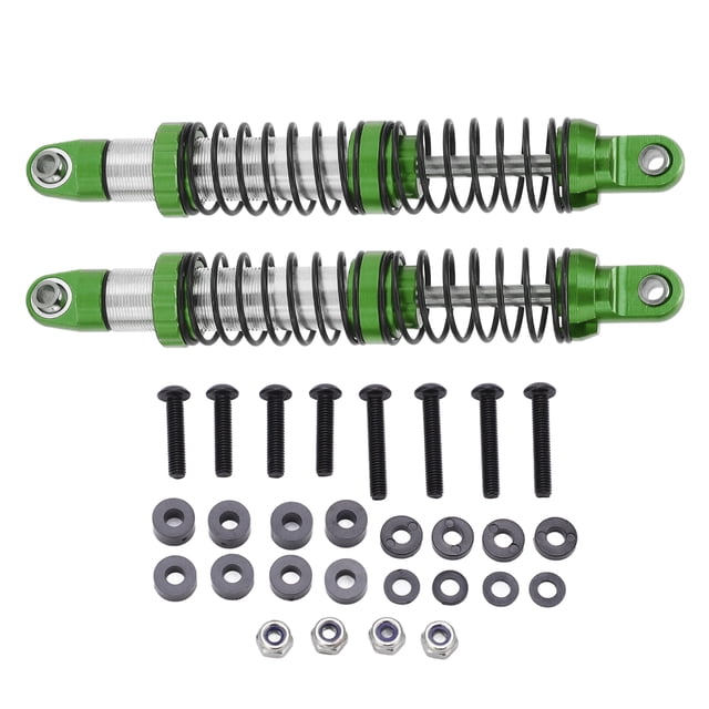 1 par de amortiguadores metálicos delanteros y traseros de 102 mm para Axial SCX10 1/10 RC, piezas de coche, color verde