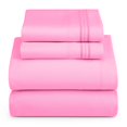 thumbnail image 1 of Hearth & Harbor Sábanas de tamaño doble – Juego de sábanas de 3 piezas Hotel Luxury Sábanas de doble cepillado – Sábanas y fundas de almohada extra suaves, color rosa claro, 1 of 1