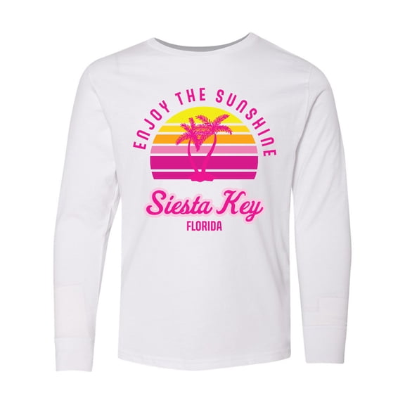 Inktastic Summer Enjoy the Sunshine Siesta Key Florida in Pink Long Sleeve Youth T-Shirt