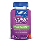 Phillips? Colon Health Daily Probiotic Supplement Mixed Berry Gummies, 70 Count