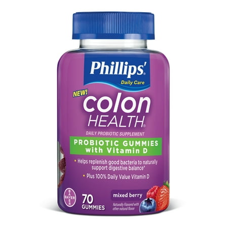 Phillips? Colon Health Daily Probiotic Supplement Mixed Berry Gummies, 70 Count