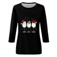 thumbnail image 4 of Fiaer Christmas T Shirts for Women V Neck Crew Neck Shine Glass Holiday Tee 3/4 Sleeve Fall Loose Fit Plus Size Fashion Casual Xmas Tops Black XL, 4 of 4