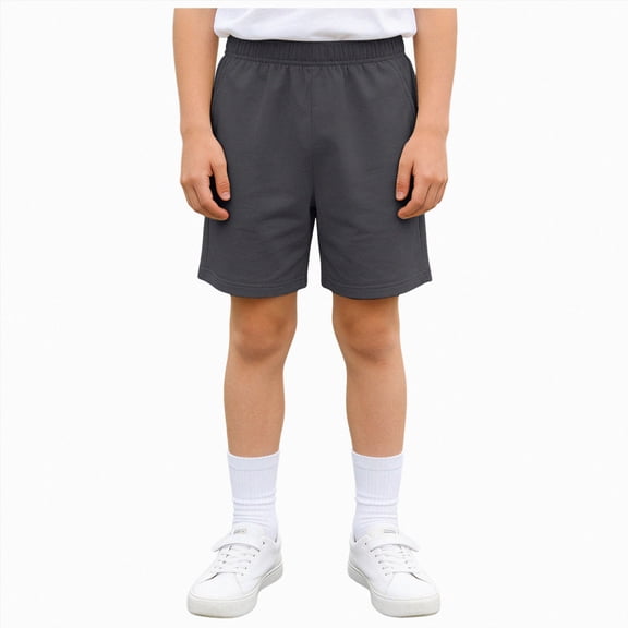 Splozh Boys Basketball Shorts Summer Casual Solid Color Cotton Pockets Boys Basketball Jersey Shorts Boys Big Kids Shorts,Grey,4-5 Years