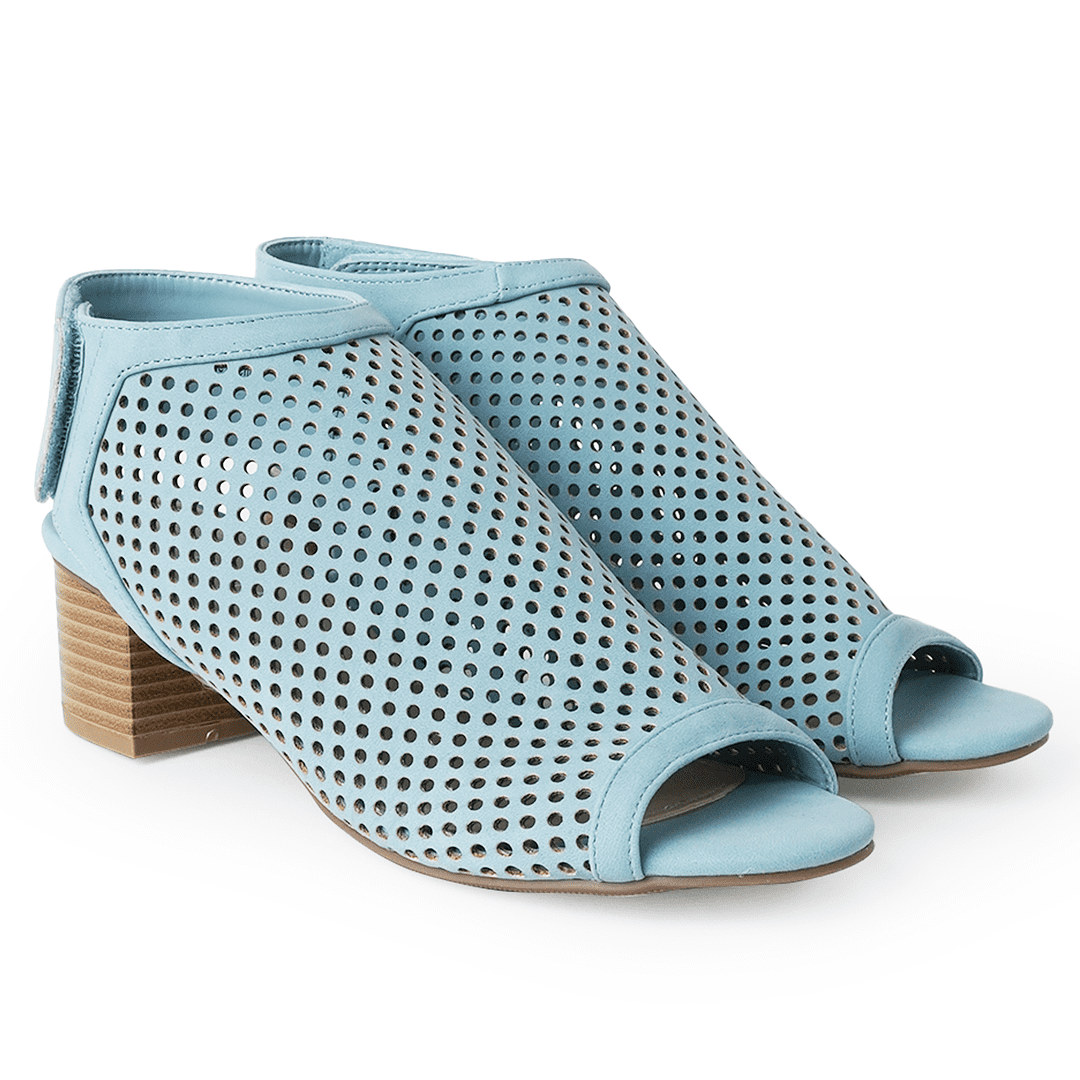 J. Adams Maddie Booties for Women - Peep Open Toe Low Block Chunky Heel Hook & Loop Strap Sandals