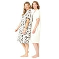 thumbnail image 4 of Dreams & Co. Women's Plus Size 2-Pack Short-Sleeve Sleepshirt Nightgown - 3X/4X, Soft Iris Pretty Flowers Multicolored, 4 of 6