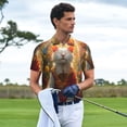thumbnail image 3 of Pofeuu Sunshine Flower Meditating Cat Print Men's Loose Fit Midweight Short-Sleeve Pocket Polo-XX-Large, 3 of 6