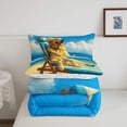 thumbnail image 5 of jejeloiu Relaxed Golden Retriever Full Size Comforter Sets,Beach Chair Scene Bedding Comforter Set For Boys,Blue Yellow,Colorful Stars Reversible,3pcs,1 Comforter and 2 Pillowcases, 5 of 7