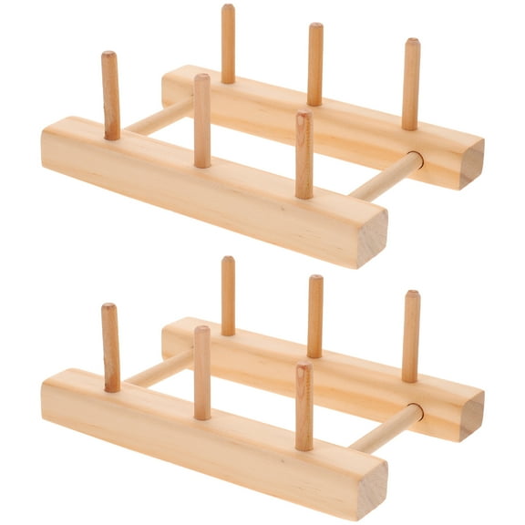 DIY Spool Holder Braid Tool 2 Pcs Sewing Thread Wooden Stand Yarn Organizer Storage Rack Household