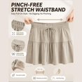 thumbnail image 5 of TRUBKH Skorts for Women 2-in-1 High Waist Womens Drawstring Shorts Dance Shorts Boho Soft Short Tiered Skorts Elastic Waist Pleated Short Skort Skirt with Liner Red XL, 5 of 8