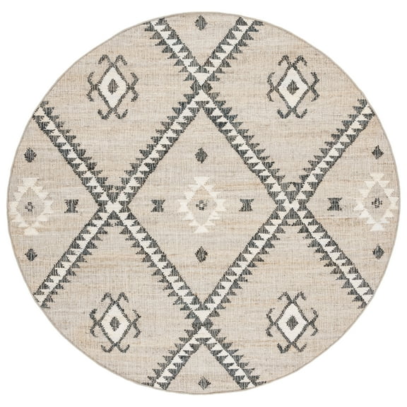 SAFAVIEH Kilim Aindreas Tribal Area Rug, Grey/Black, 7' x 7' Round