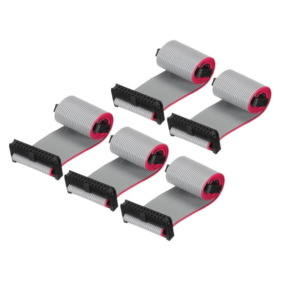 IDC 24Pin Flat Ribbon Cable, 2.0mm Pitch FC to FC Connector 20cm Length Grey Jumper Wire Computer DVD, 5Pcs