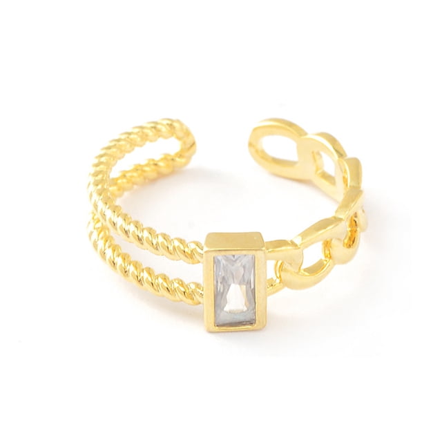 Guardurnaity Anillo de apertura para mujer, anillos de decoración de circonita geométrica de Metal de cobre, joyería de mano para chicas, joyería para Ropa, zapatos y accesorios Miscelánea Guardurnaity AP015115-00