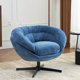 thumbnail image 1 of Silla de oficina de chenilla moderna, silla de acento giratoria de 360 ° con cojín extraíble, silla de oficina redonda, base de metal negro, 1 of 5