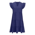thumbnail image 5 of Gspmoly Robes d'Été pour Femmes 2025, Mode Femmes Été Décontracté Col en V à Volants Manches Courtes Robe Unie Robes de Vacances pour Femmes Économies d'Été, 5 of 5
